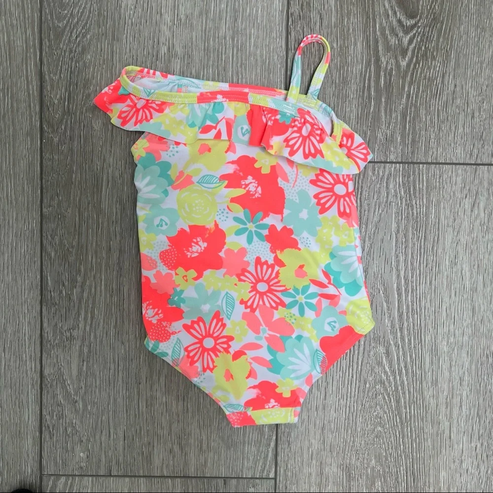 CARTERS RUFFLED SHOULDER ONE PIECE SWIMSUIT FLORAL 12MO